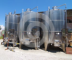 Wine vats at winery