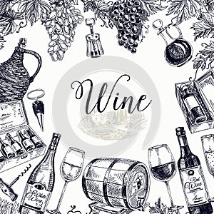 Wine Vector hand drawn illustration.
