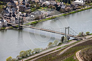 Rope bridge at river Moselle