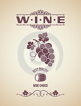 Wine vintage grapes label background