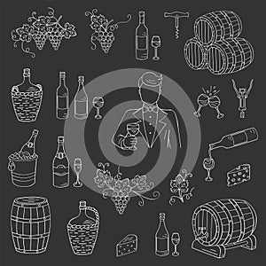 Wine and wine making set vector illustration