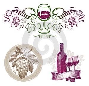 Wine & winemaking emblems & labels photo