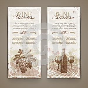 Wine and winemaking - grunge vintage banners photo