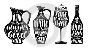 Wine, winery label set. Collection decorative elements for menu restaurant or cafe. Lettering, calligraphy vector