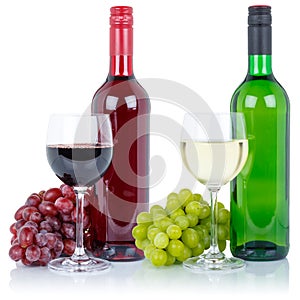 Wine wines bottle glass alcohol beverage grapes square isolated on white