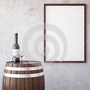 Wine and wooden frame