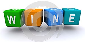 Wine word block on white