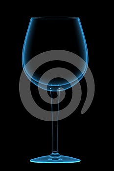 Wineglass 3D rendered xray blue
