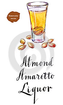 Wineglass of almond liquor amaretto