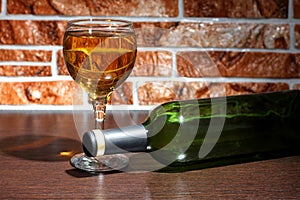 Wineglass on brick