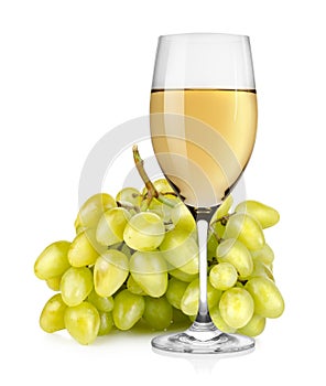 Wineglass and a bunch of grapes