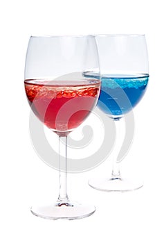 Wineglass with colored liquid