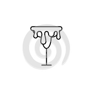 wineglass or goblet glass icon with overfilled with water on white background. simple, line, silhouette and clean style