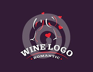 Wineglass logo - vector illustration, emblem design