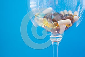 Wineglass with pills