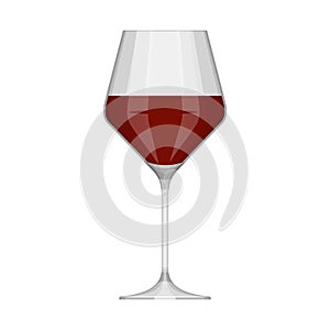 Wineglass with red wine isolated on white background. Alcoholic drink wine glass in flat style. Vector