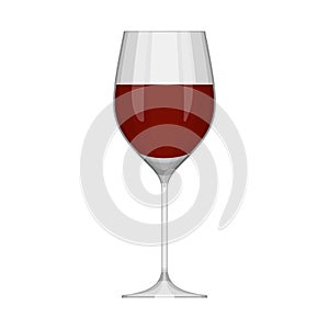 Wineglass with red wine isolated on white background. Alcoholic drink wine glass in flat style. Vector