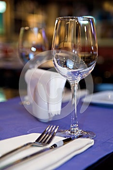 Wineglass on served table