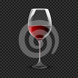 Wineglass on transparent. Re wine glass on dark