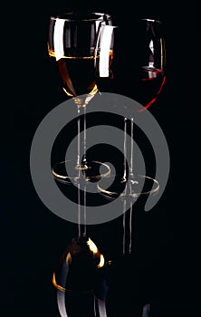 Wineglasses on a black background