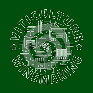 Winemaking, wine tasting graphic design concept