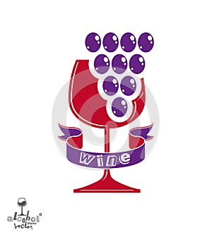 Winery idea eps8 vector illustration. Elegant glass of wine