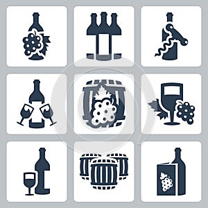 Winery related icons over white