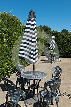 Winery tables, chairs and umbrellas