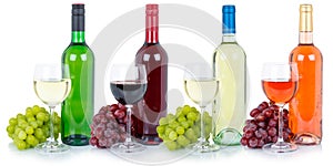 Wines wine tasting collection bottle alcohol grapes isolated on white