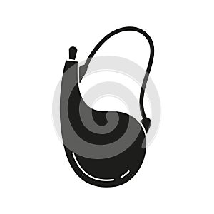 Wineskin silhouette icon. Black simple illustration of leather drink flask or alcohol flask on belt photo