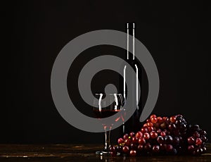 Winetasting and degustation still life concept. Bordeaux or cabernet wine