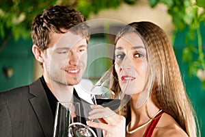 Winetasting in restaurant photo