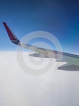 Wing from Aircraft above the clouds