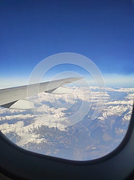 Wing aircraft on the background of the Alps