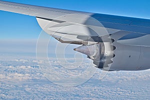 Wing of a aircraft with jet engine