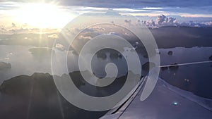 Wing Of Airplane On Cloud Sky