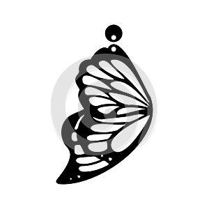 Wing butterfly earring jewerly vector illustration design