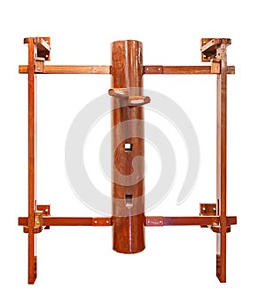 Wing Chun /wooden dummy training equipment Isolated on white photo