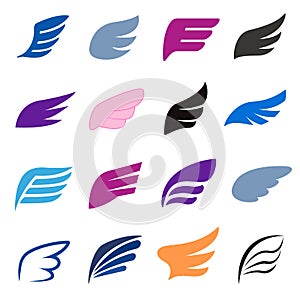 Wing icons set, isomettric 3d style