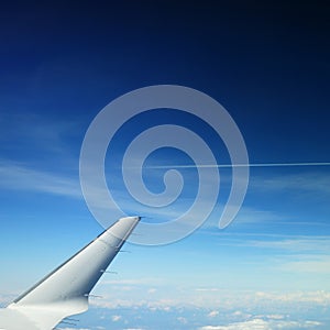 Wing of a private jet plane