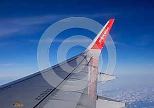 Wing of Vietjet airplane