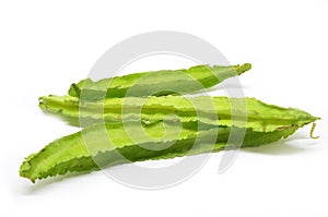 Winged beans on white background