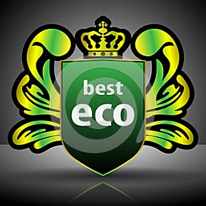 Winged Crest  Green Eco Label or Badge Template