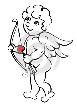 Winged Cupid with bow and arrow