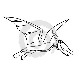 Winged dinosaur icon, outline style