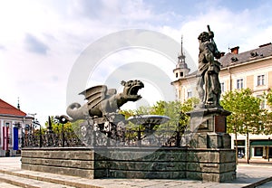 Winged dragon fountain in Klagenfurt