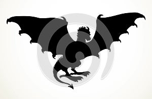 Winged dragon. Vector drawing animal