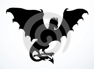 Winged dragon. Vector drawing animal