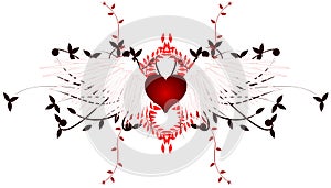 Winged Heart with floral decoration