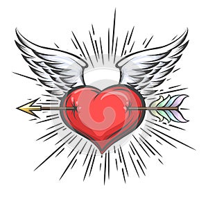 Winged Heart Pierced by Arrow Tattoo photo